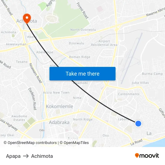Apapa to Achimota map