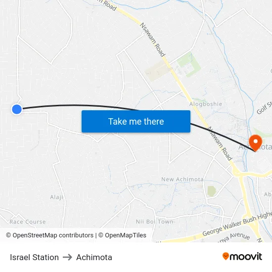 Israel Station to Achimota map