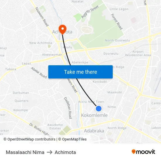 Masalaachi Nima to Achimota map