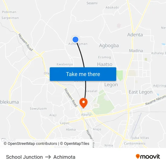 School Junction to Achimota map