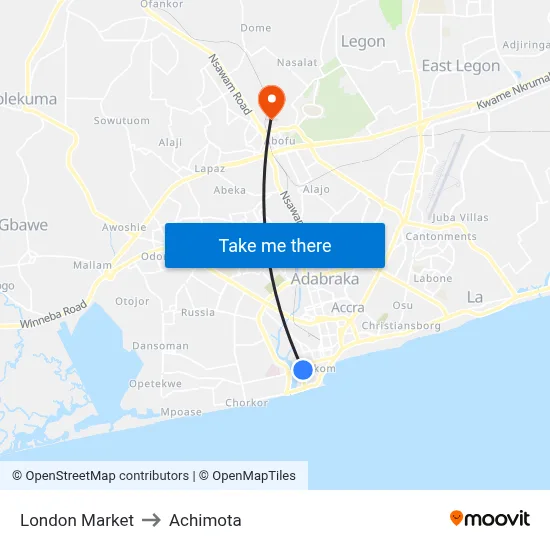 London Market to Achimota map