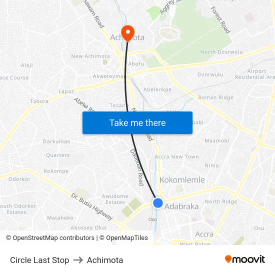 Circle Last Stop to Achimota map