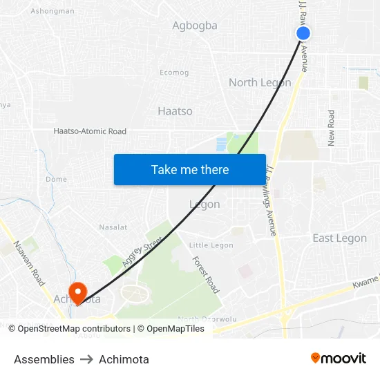 Assemblies to Achimota map