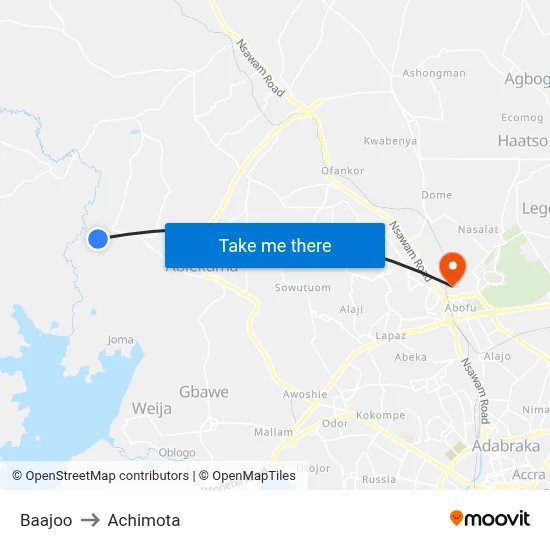 Baajoo to Achimota map