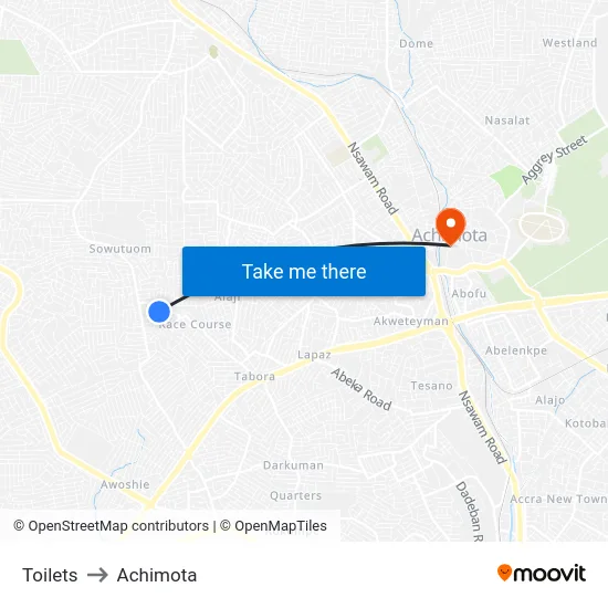 Toilets to Achimota map