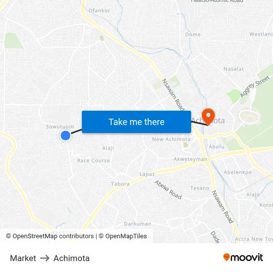 Market to Achimota map