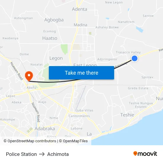 Police Station to Achimota map