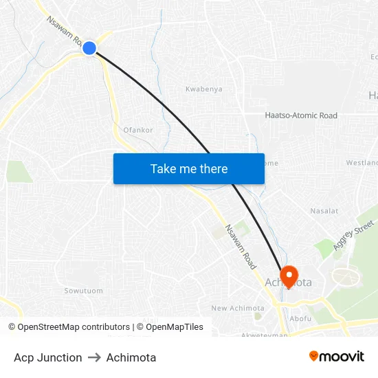 Acp Junction to Achimota map