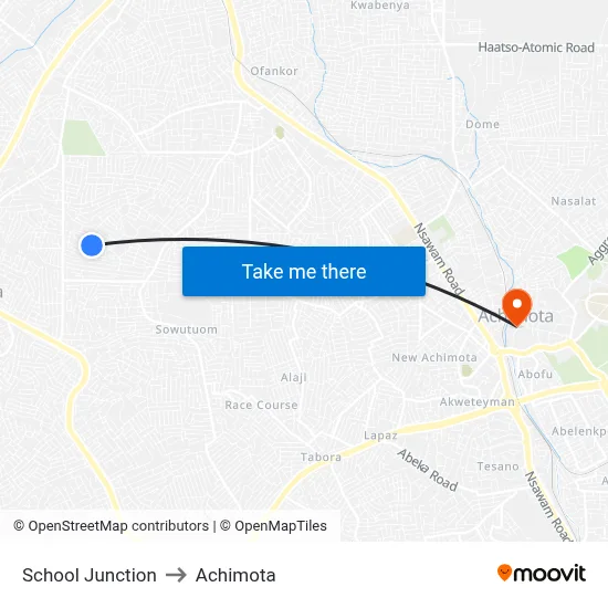 School Junction to Achimota map