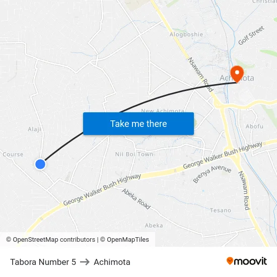 Tabora Number 5 to Achimota map