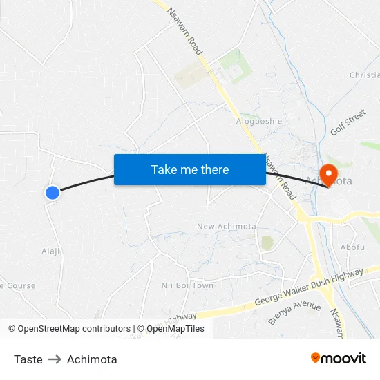 Taste to Achimota map