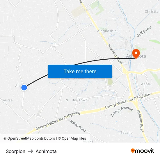 Scorpion to Achimota map