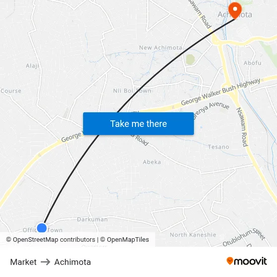 Market to Achimota map