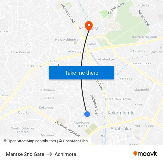 Mantse 2nd Gate to Achimota map