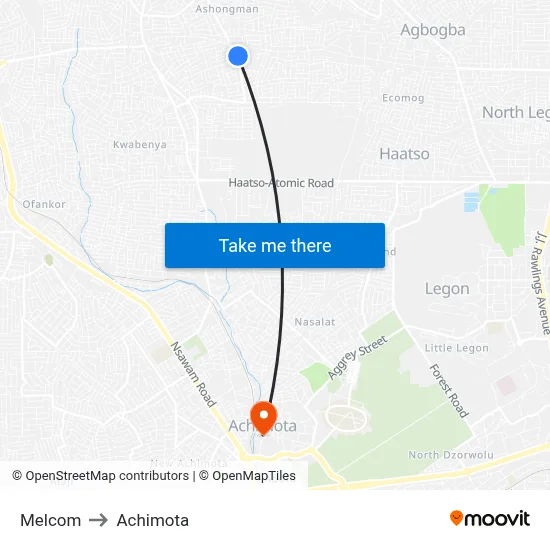 Melcom to Achimota map