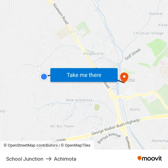 School Junction to Achimota map