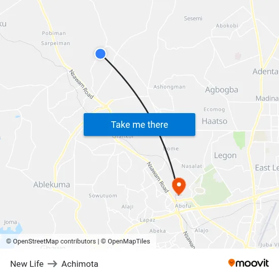 New Life to Achimota map