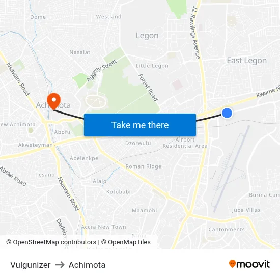 Vulgunizer to Achimota map