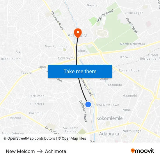 New Melcom to Achimota map