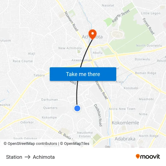 Station to Achimota map