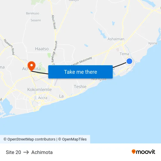Site 20 to Achimota map