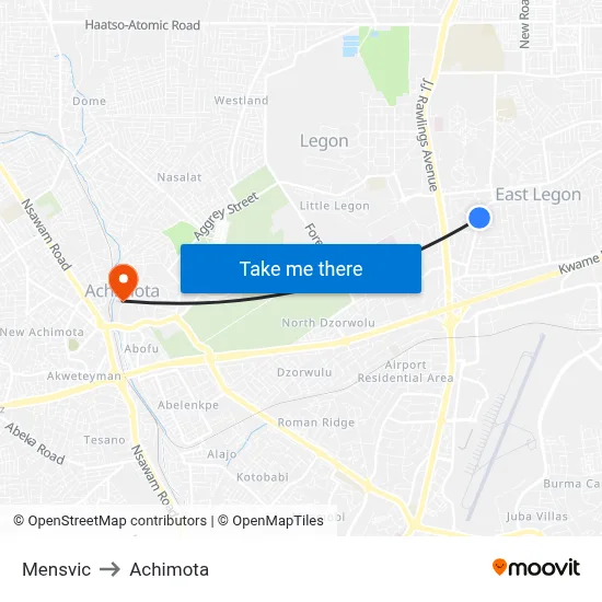 Mensvic to Achimota map