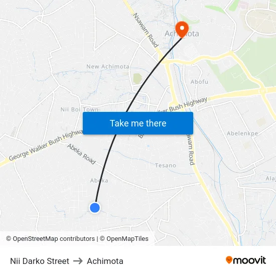 Nii Darko Street to Achimota map