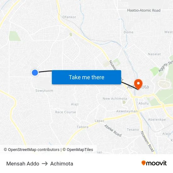 Mensah Addo to Achimota map