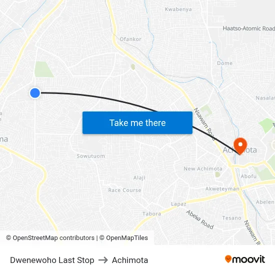 Dwenewoho Last Stop to Achimota map