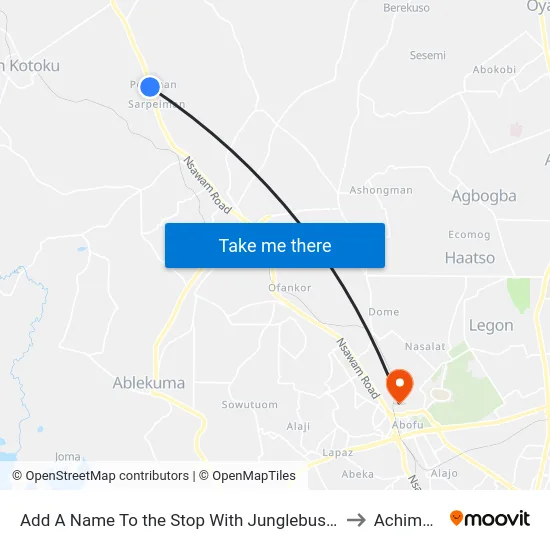 Add A Name To the Stop With Junglebus App to Achimota map