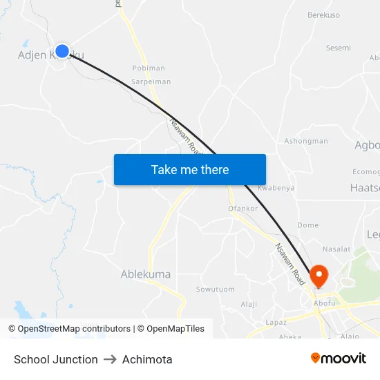 School Junction to Achimota map