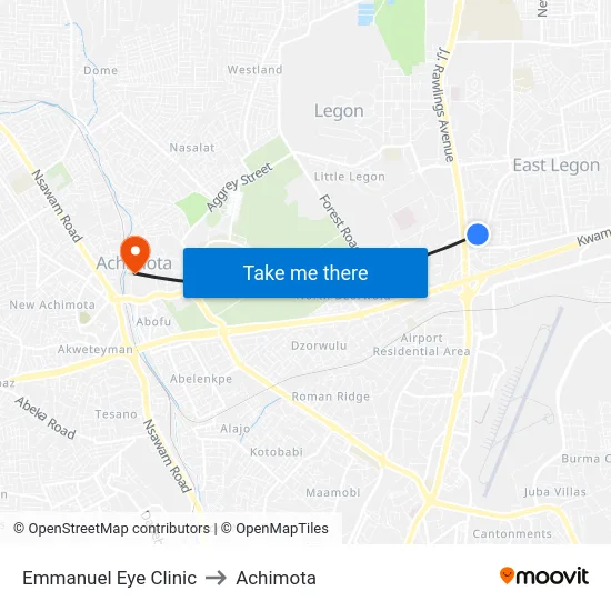 Emmanuel Eye Clinic to Achimota map