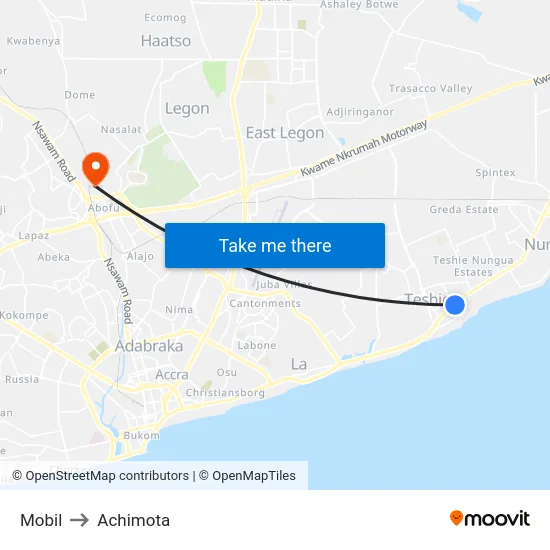 Mobil to Achimota map