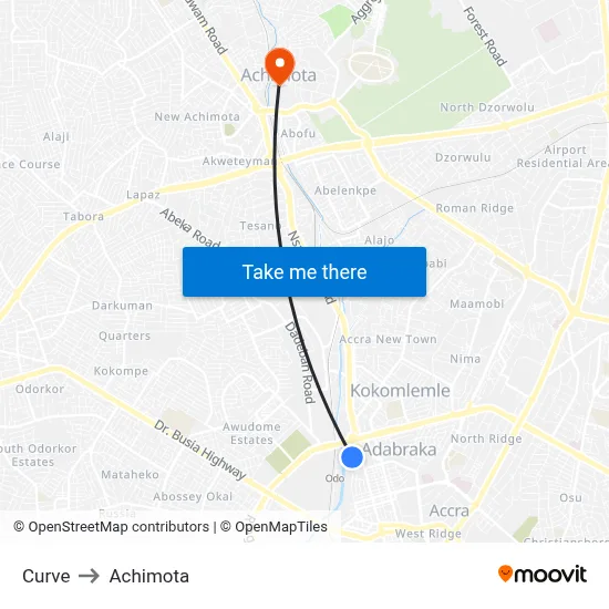 Curve to Achimota map