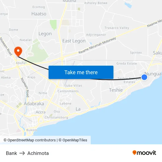 Bank to Achimota map
