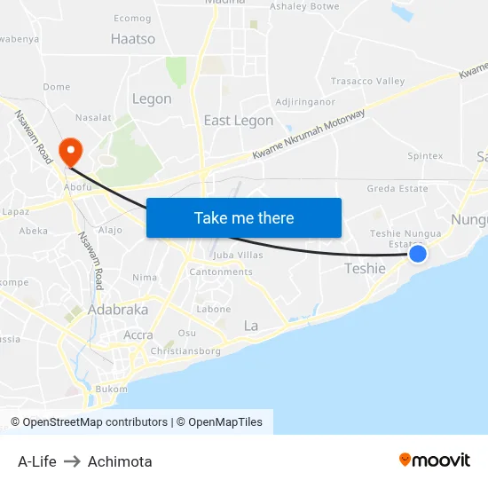 A-Life to Achimota map