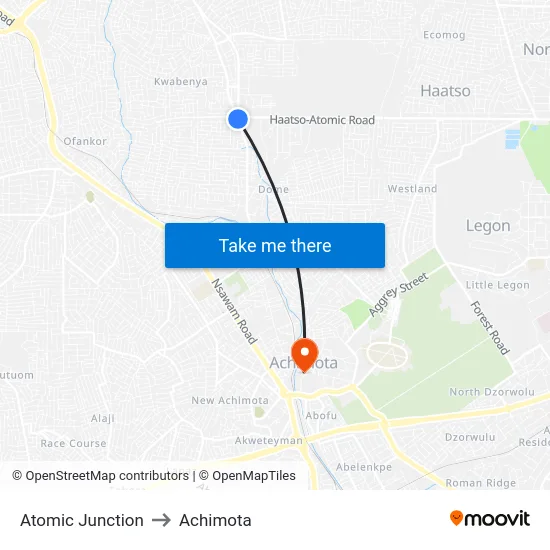Atomic Junction to Achimota map