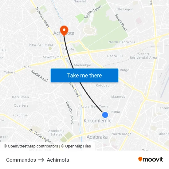Commandos to Achimota map