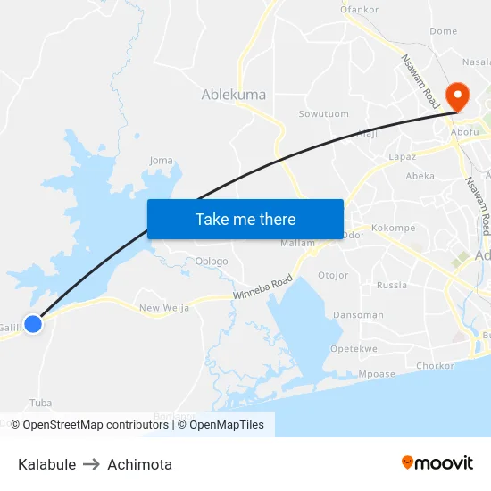 Kalabule to Achimota map