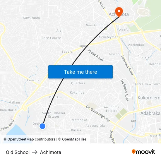 Old School to Achimota map