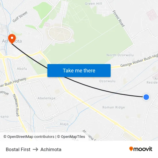 Bostal First to Achimota map