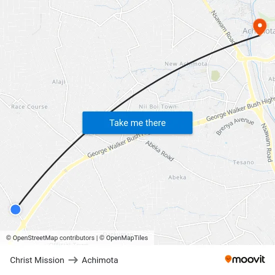 Christ Mission to Achimota map