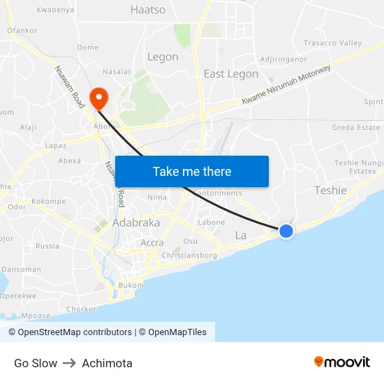 Go Slow to Achimota map