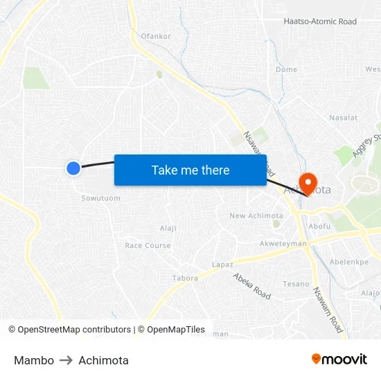 Mambo to Achimota map