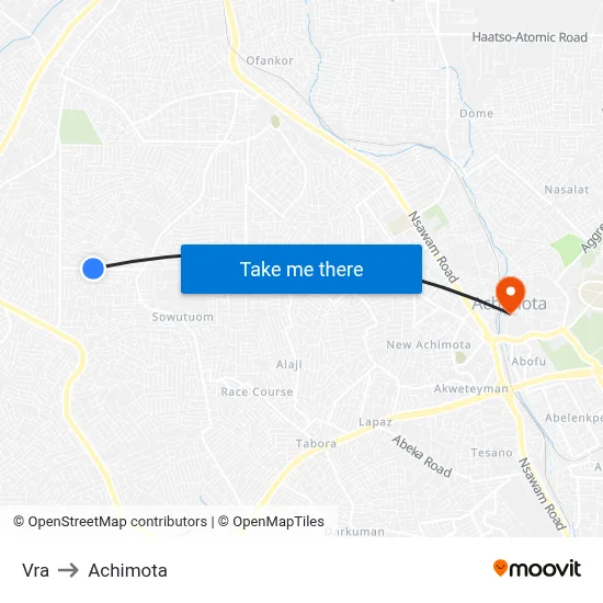 Vra to Achimota map
