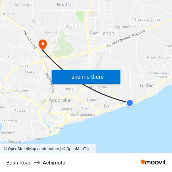 Bush Road to Achimota map