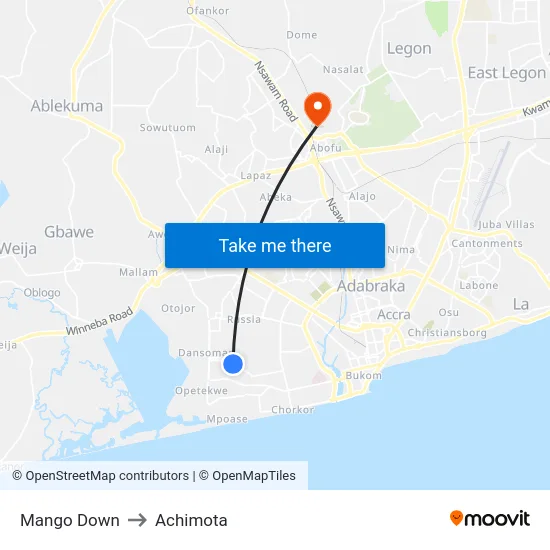 Mango Down to Achimota map