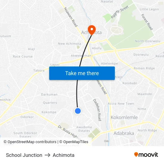 School Junction to Achimota map
