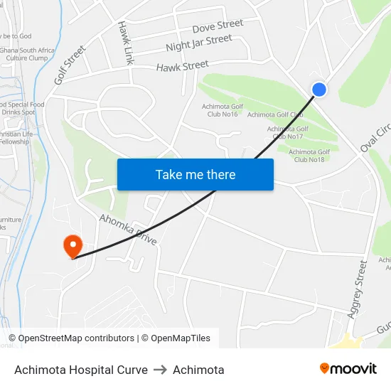 Achimota Hospital Curve to Achimota map