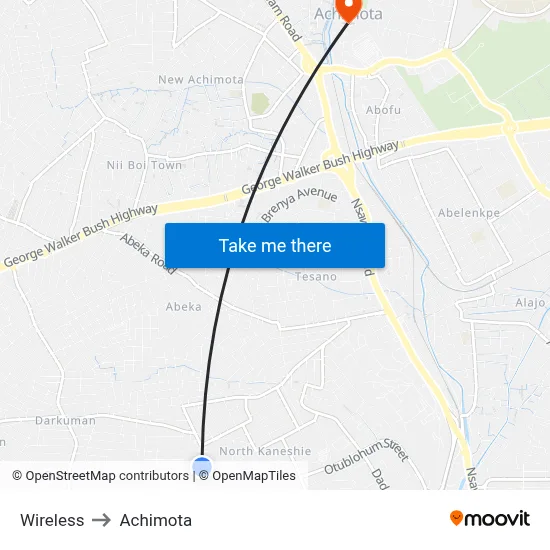 Wireless to Achimota map